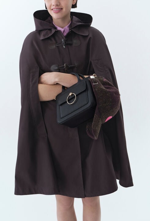 Plum cape with removable hood
