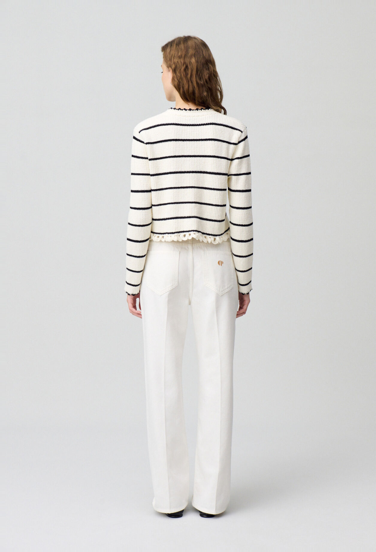 Fine knit striped cardigan
