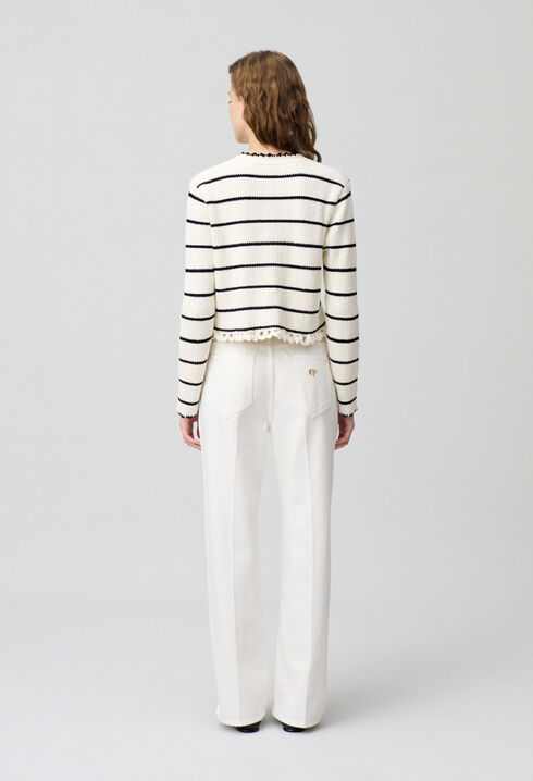 Fine knit striped cardigan