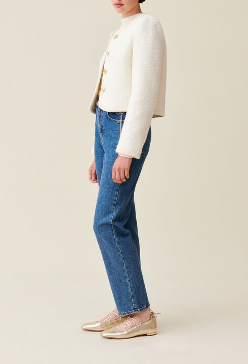 Short ivory tweed jacket 