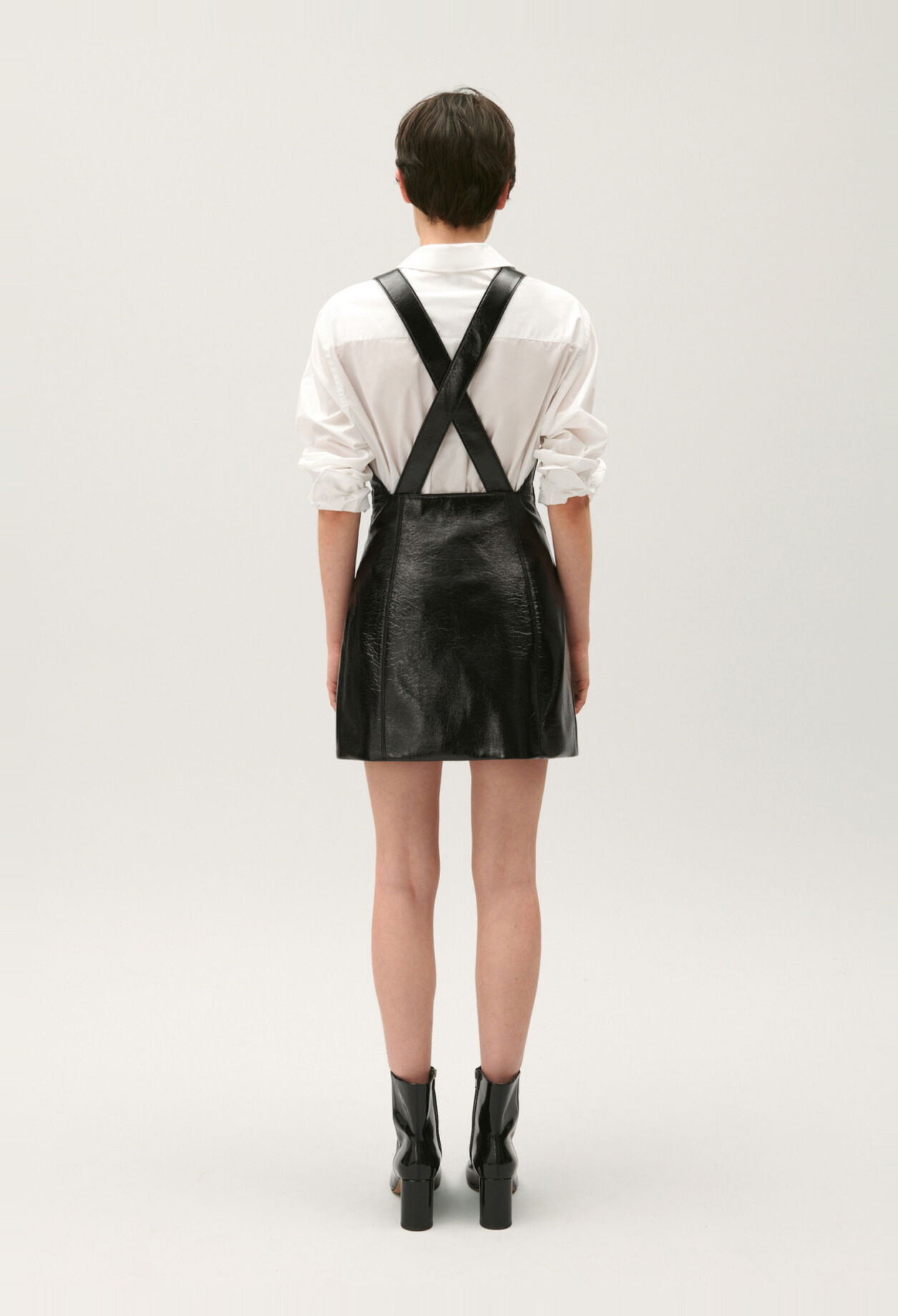 Short black vinyl dress