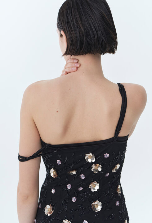 Flowy sequin-embroidered gown