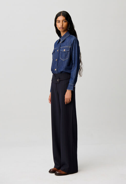 Straight striped trousers