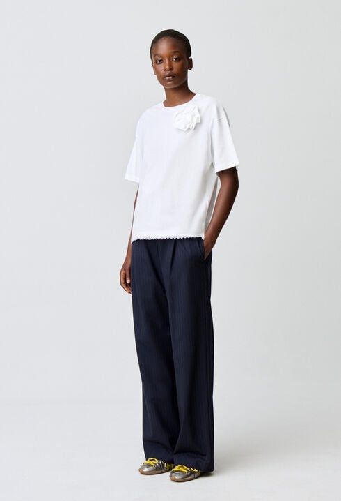 Tonal floral jersey T-shirt
