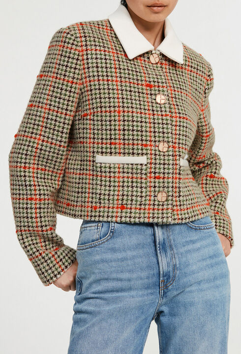 Veste &agrave; carreaux contrast&eacute;