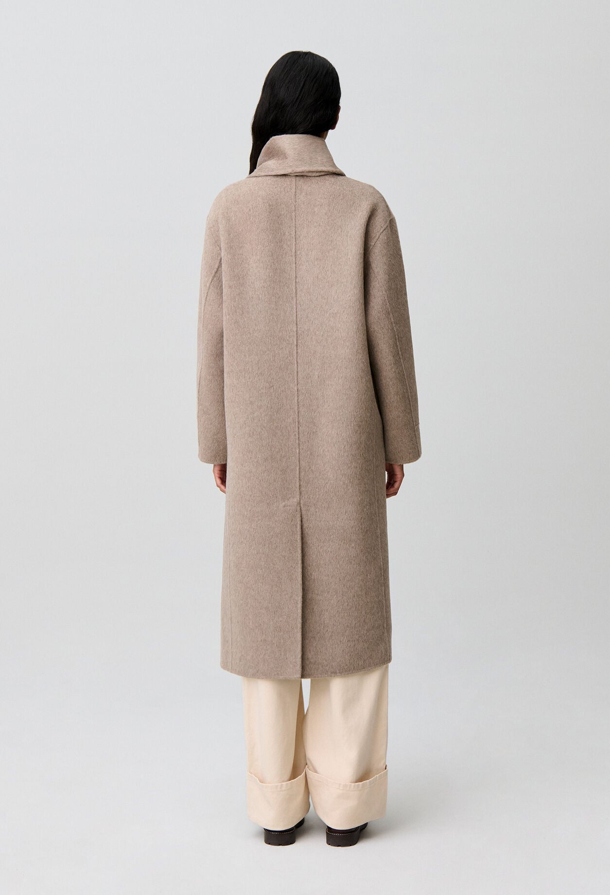Long wool scarf collar coat
