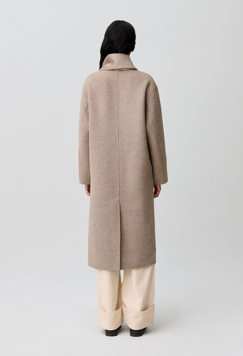 Long wool scarf collar coat