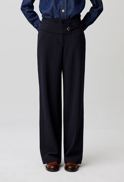 Straight striped trousers