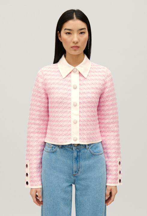 Two-tone knit cardigan