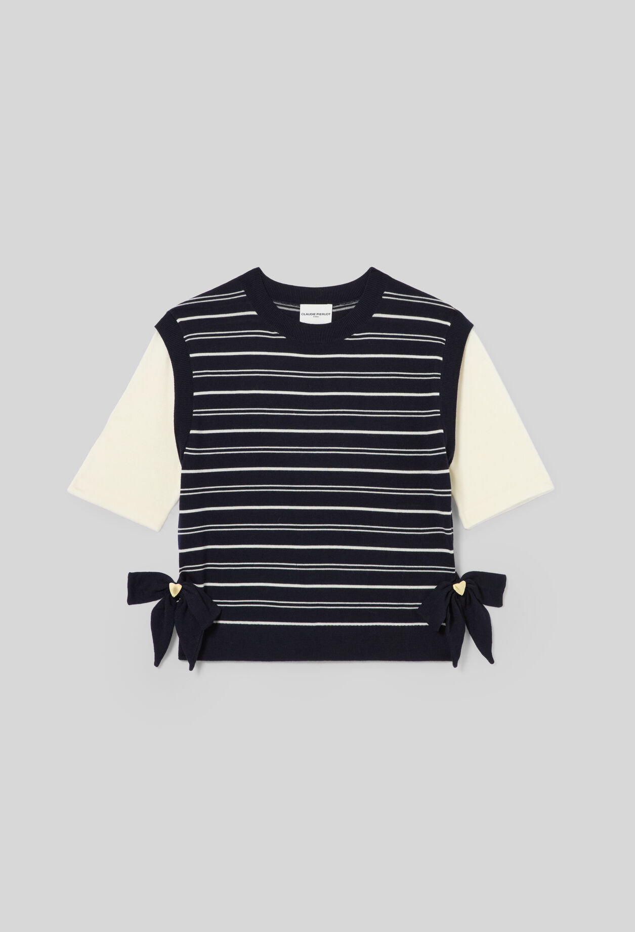 Striped knitted heart jumper