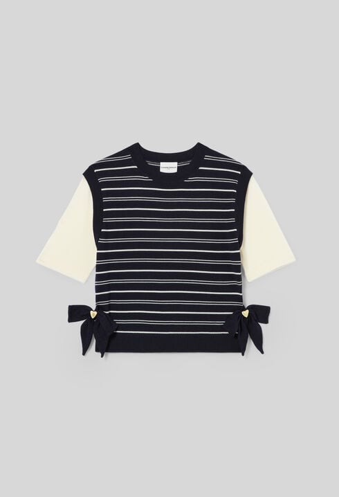 Striped knitted heart jumper