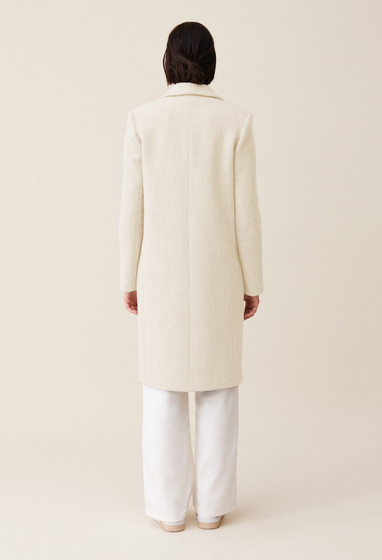 Tailored ecru mid-length coat