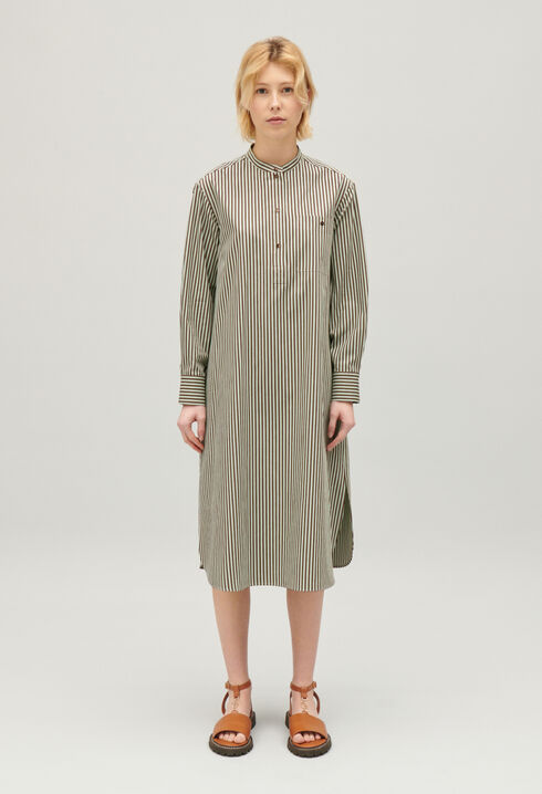 Green striped maxi dress