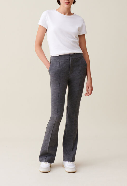 Grey fitted flare trousers