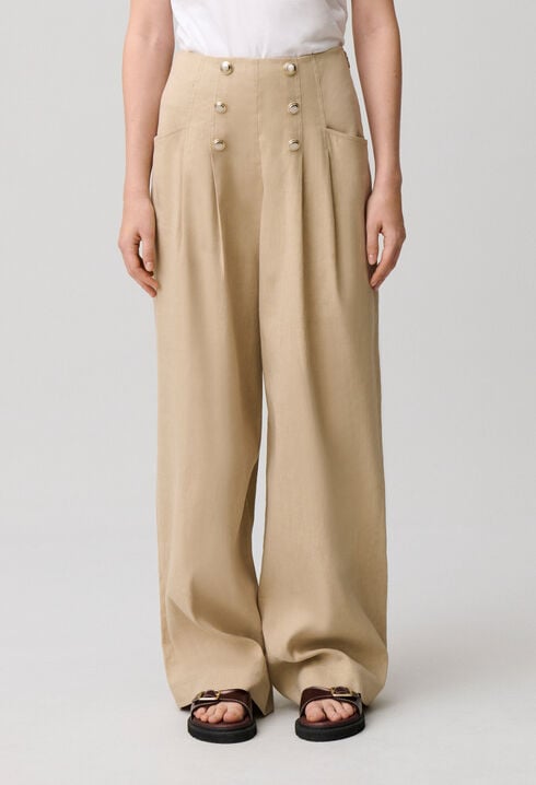 Buttoned linen trousers