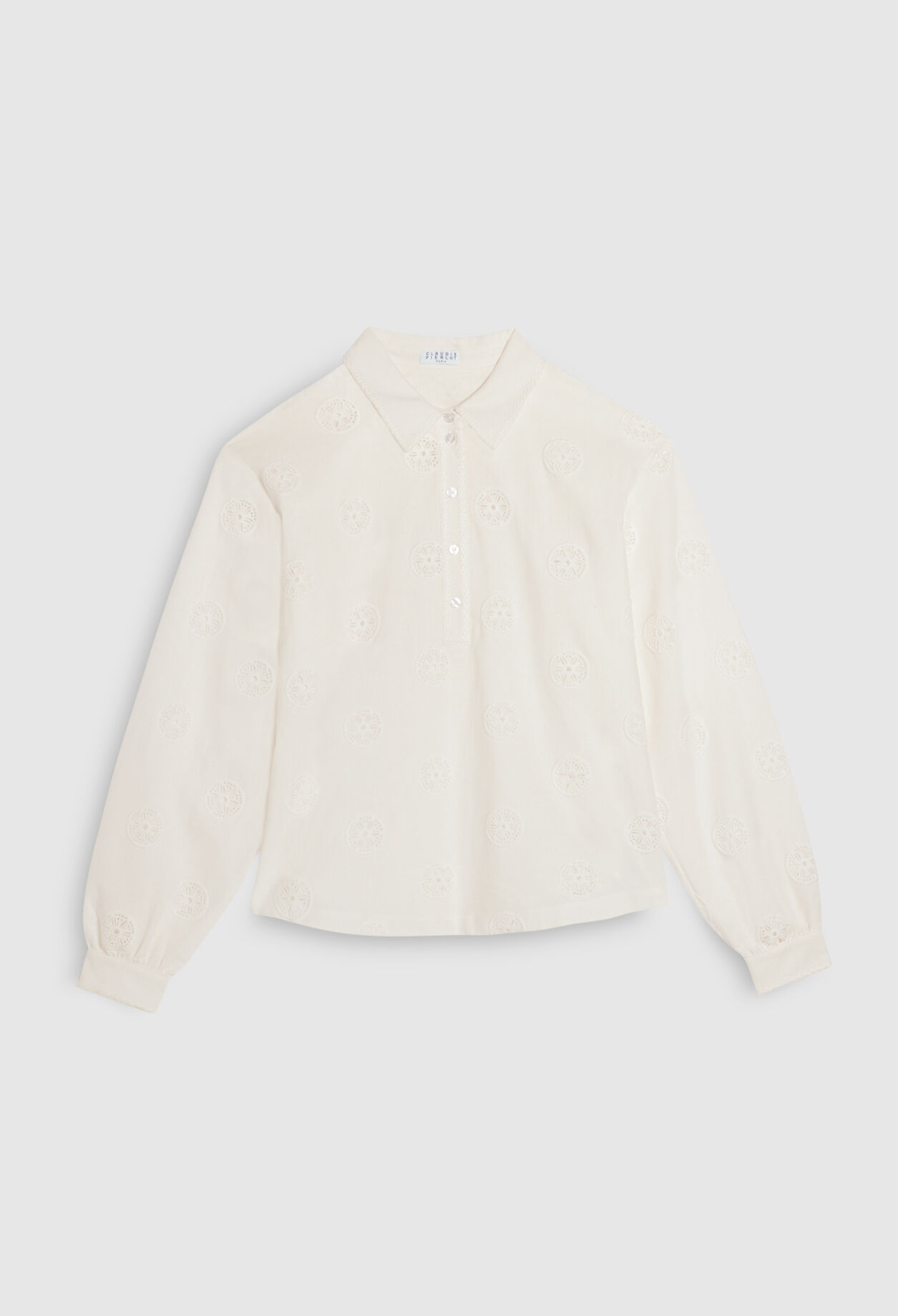 Long-sleeved polo-neck blouse