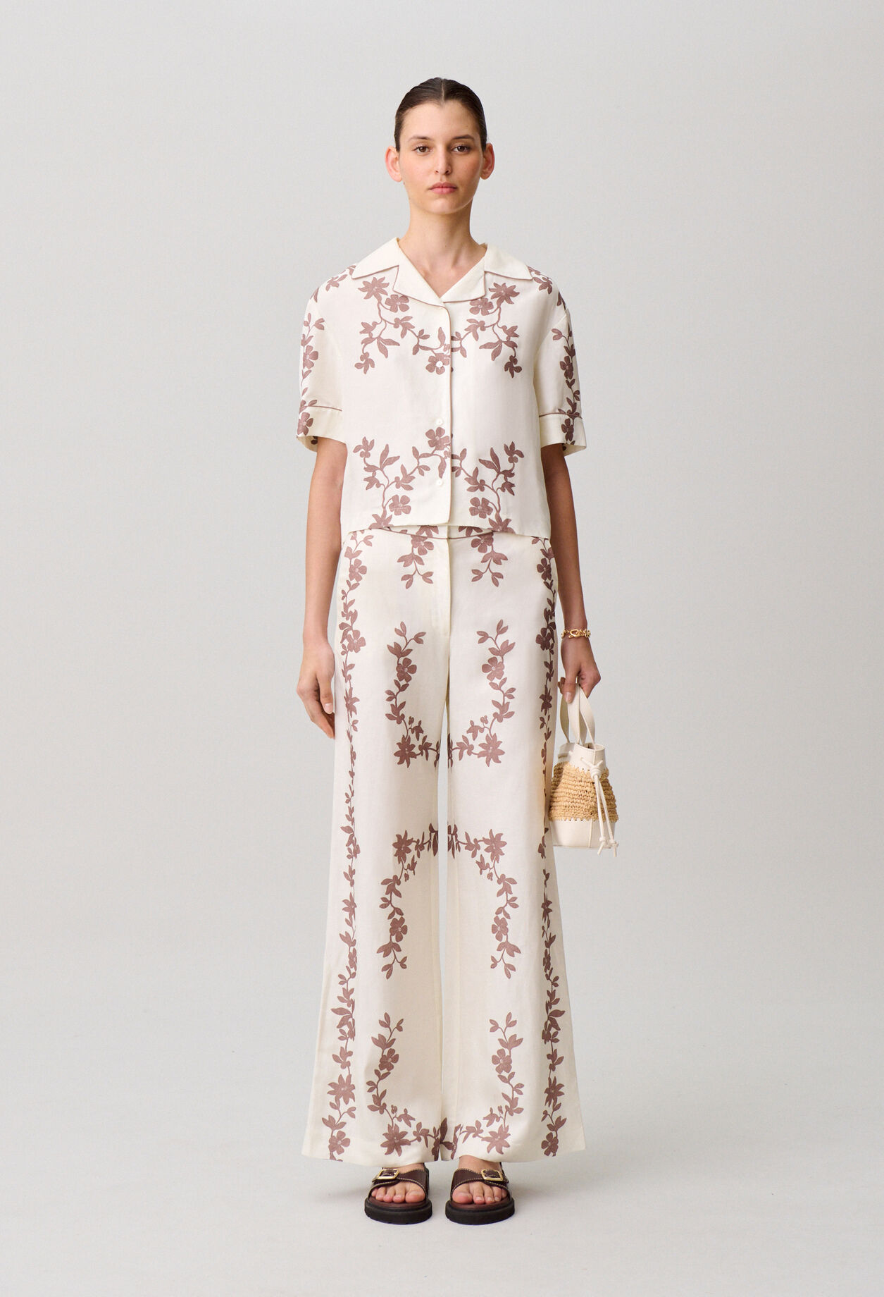 Floral wide-leg trousers