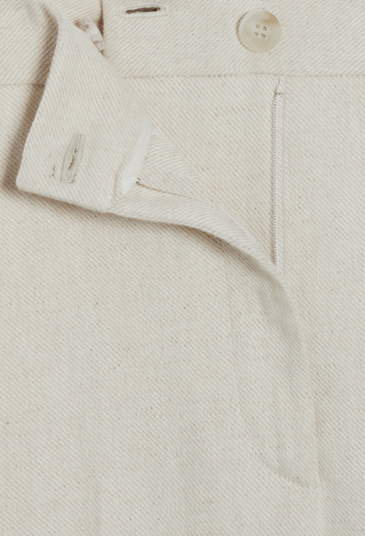 Beige cotton and linen blend trousers