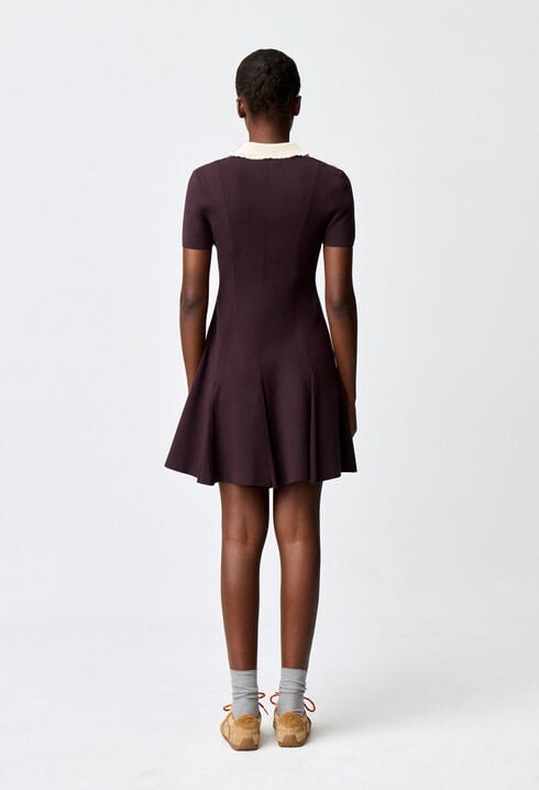 Contrast collar knit skater dress