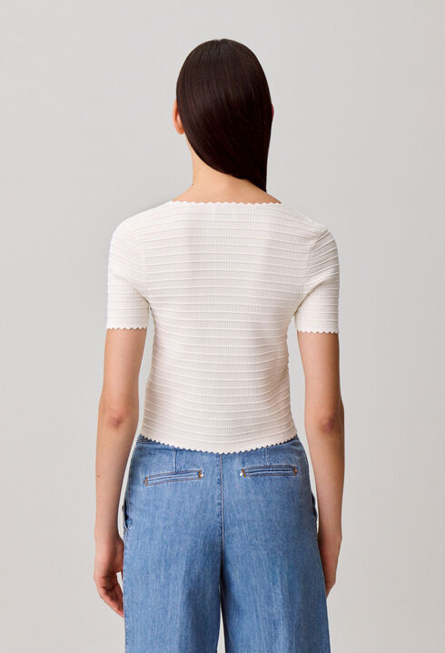 Striped short-sleeved jumper