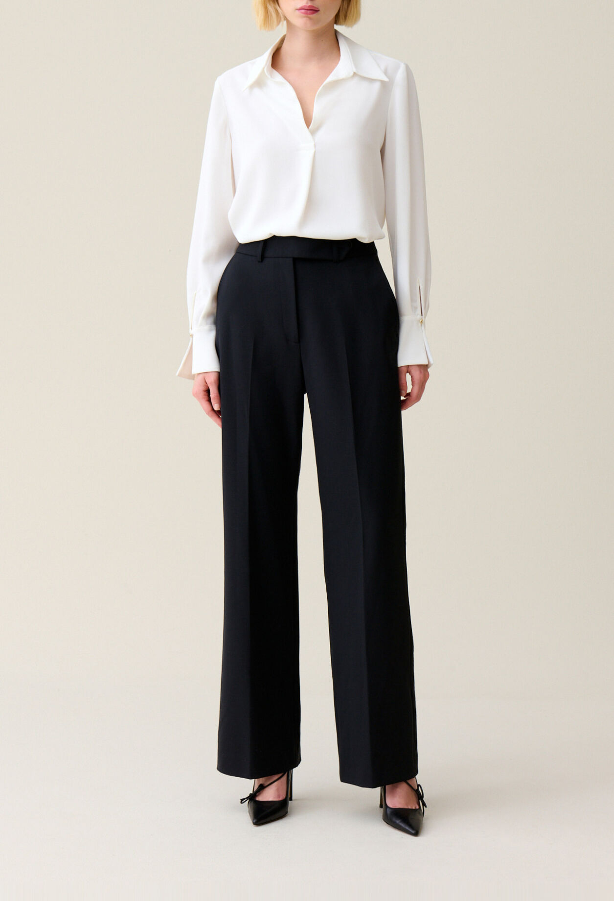 Navy wool suit trousers