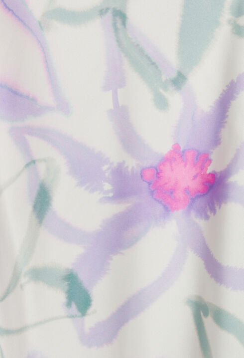 Long printed satin-effect dress