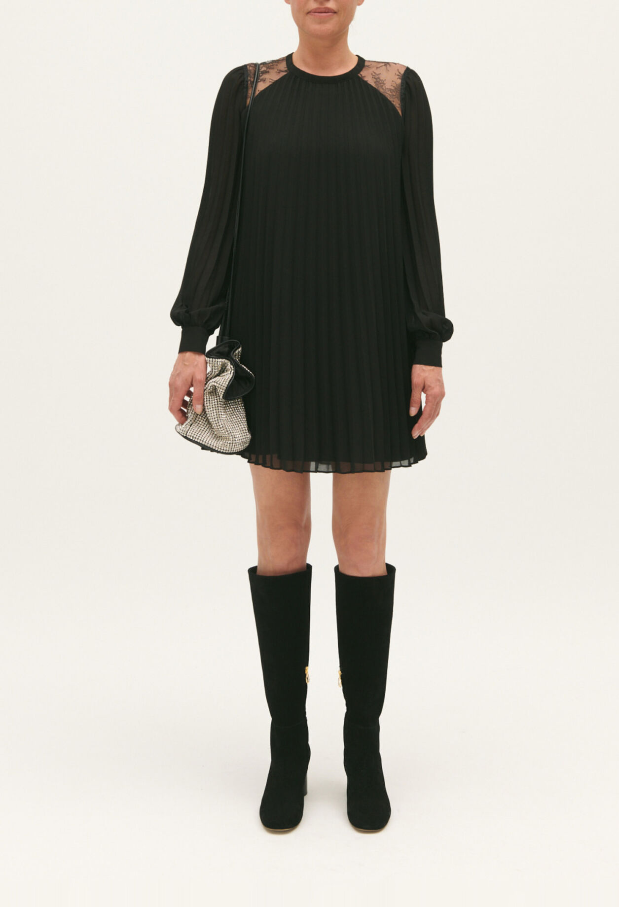 Short black pleated dress