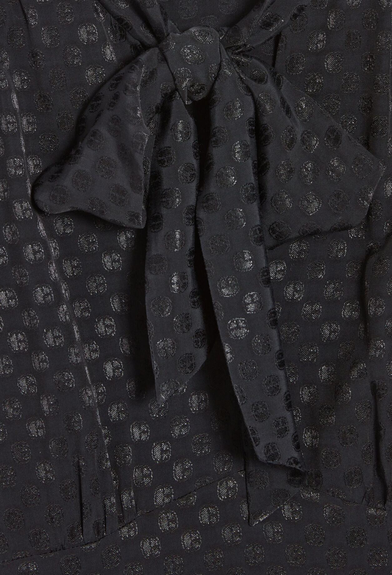 Dress with black pussy bow collar