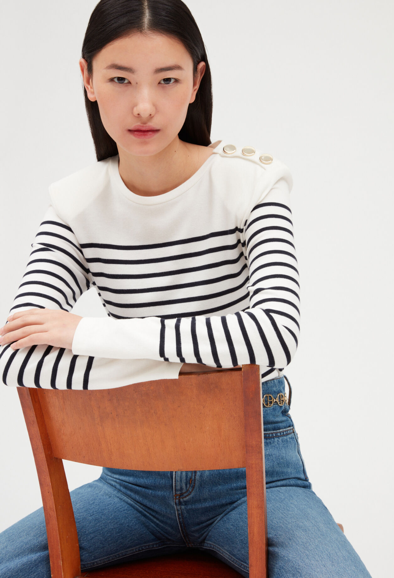 Breton t-shirt with buttons