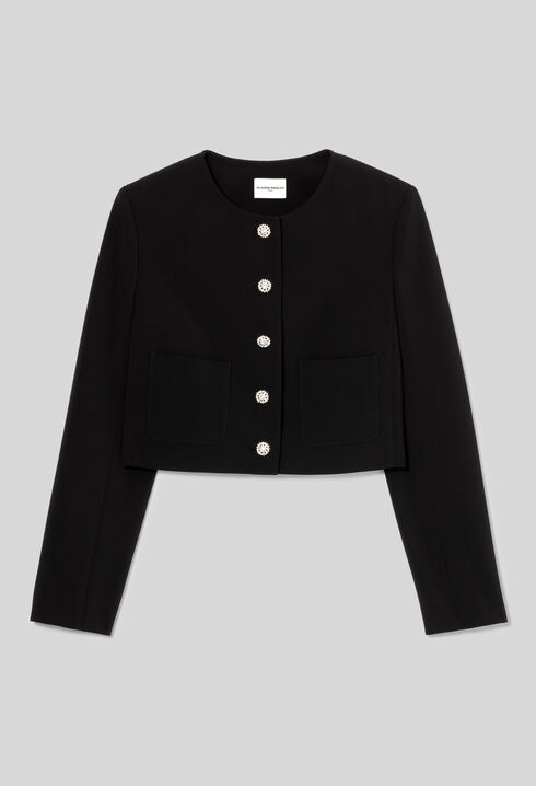 Short jacket with jewel buttons