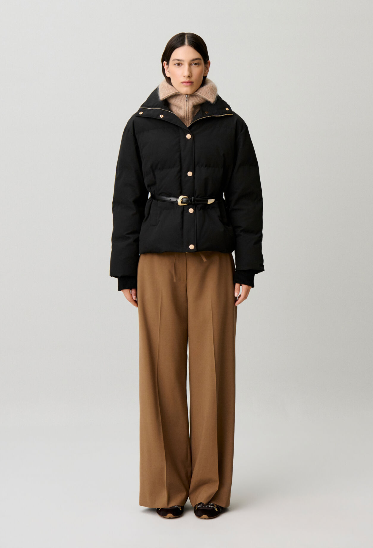 Short oversized high-neck puffer