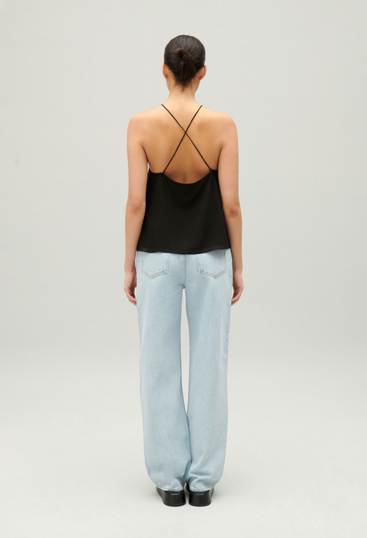 Black bustier top with straps