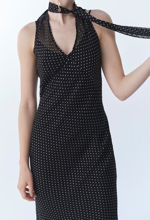 Sheer polka-dot maxi dress