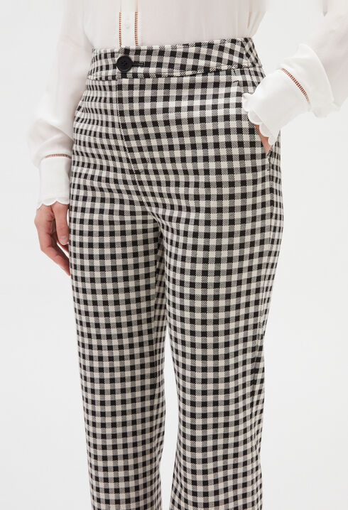 Two-tone checked trousers