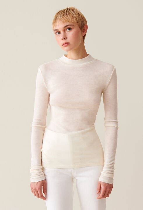Wool top with high neck