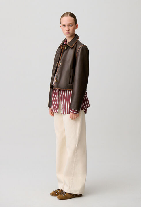 Cropped Vintage Leather Jacket