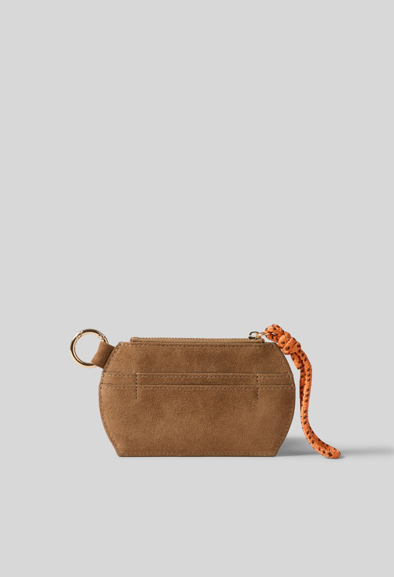 Beige suede cardholder