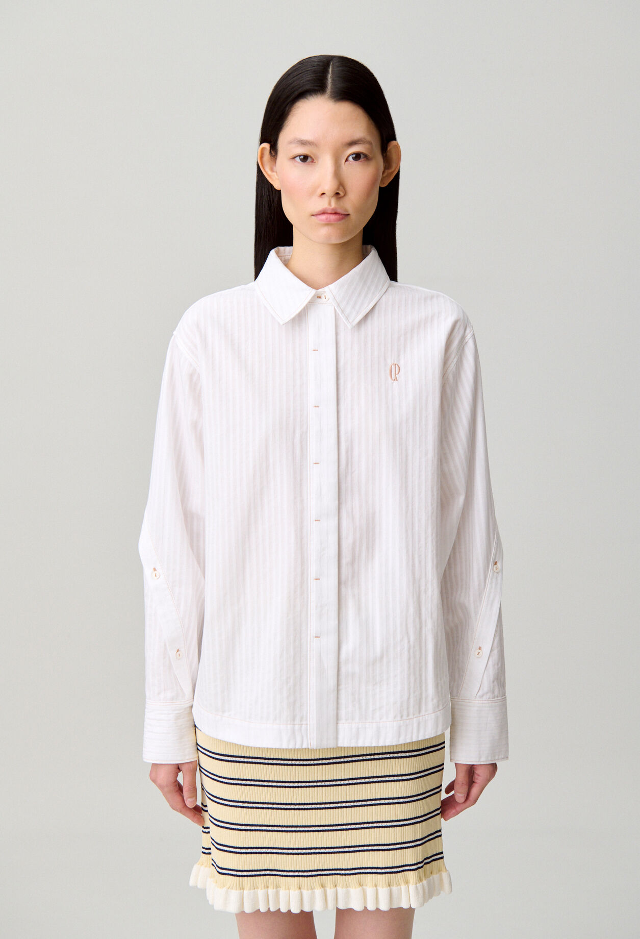 Striped poplin shirt