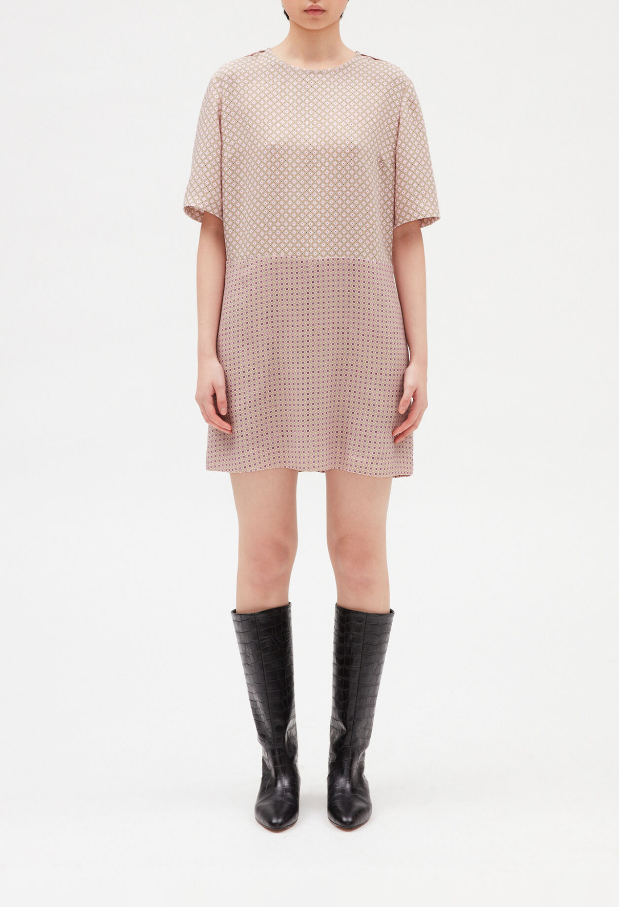 Printed pink mini dress