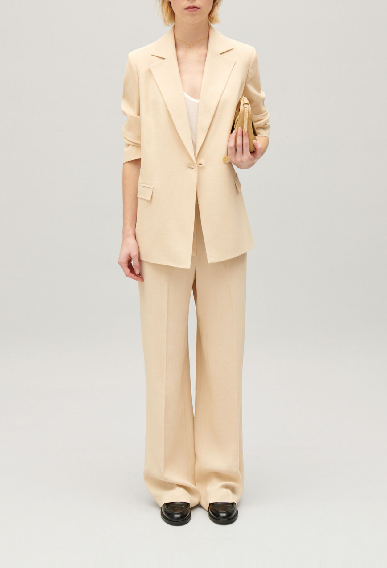 Beige textured suit jacket