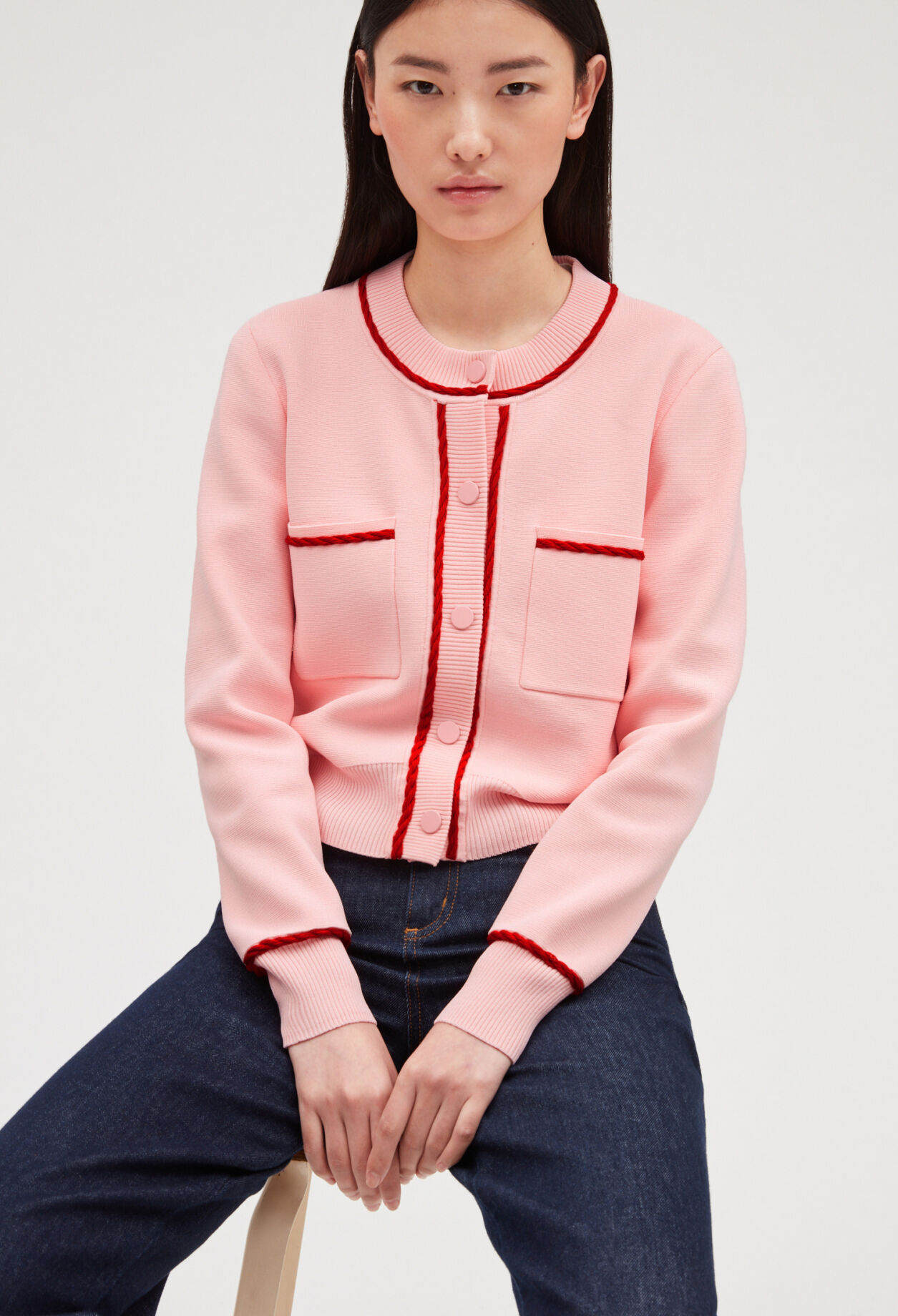 Cardigan with braided trim