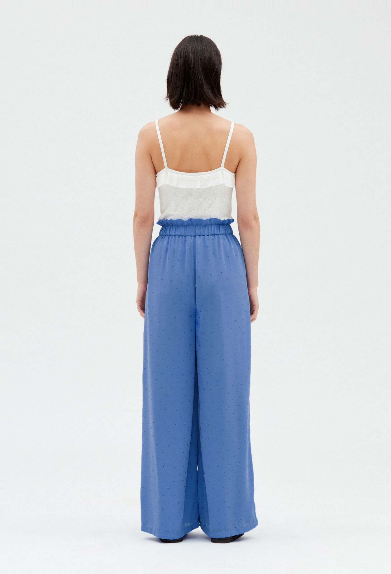 Sky-blue diamanté trousers