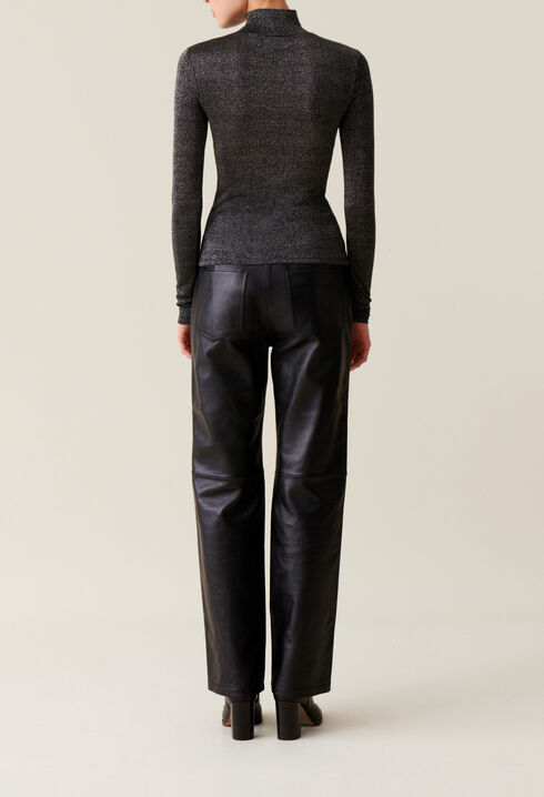 Sparkly turtleneck jersey top