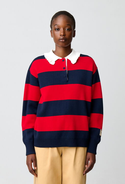 Knitted rugby polo jumper