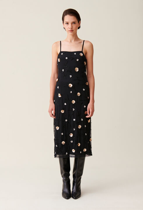 Flowy sequin-embroidered gown