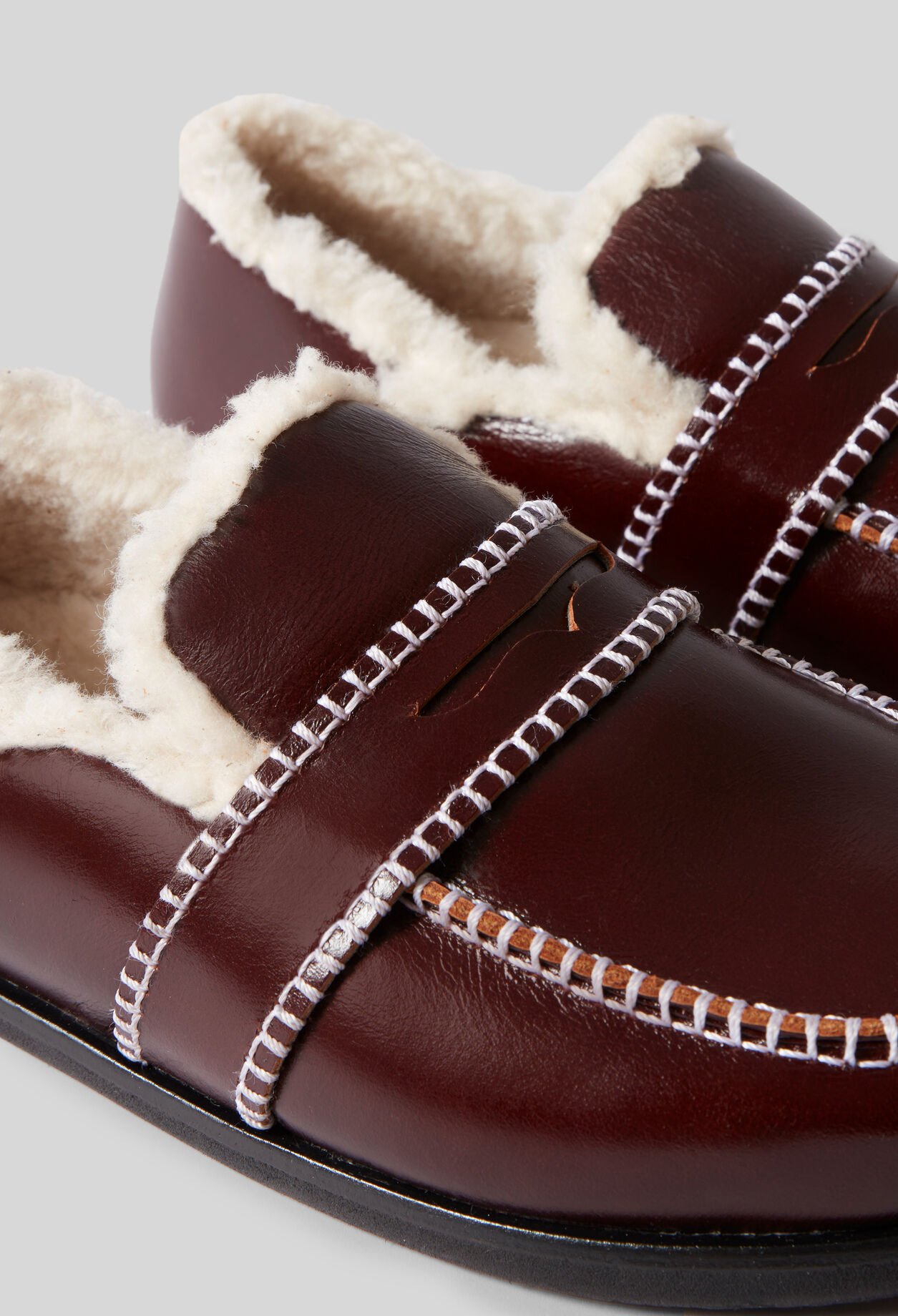 Shearling-Lined Leather Mules
