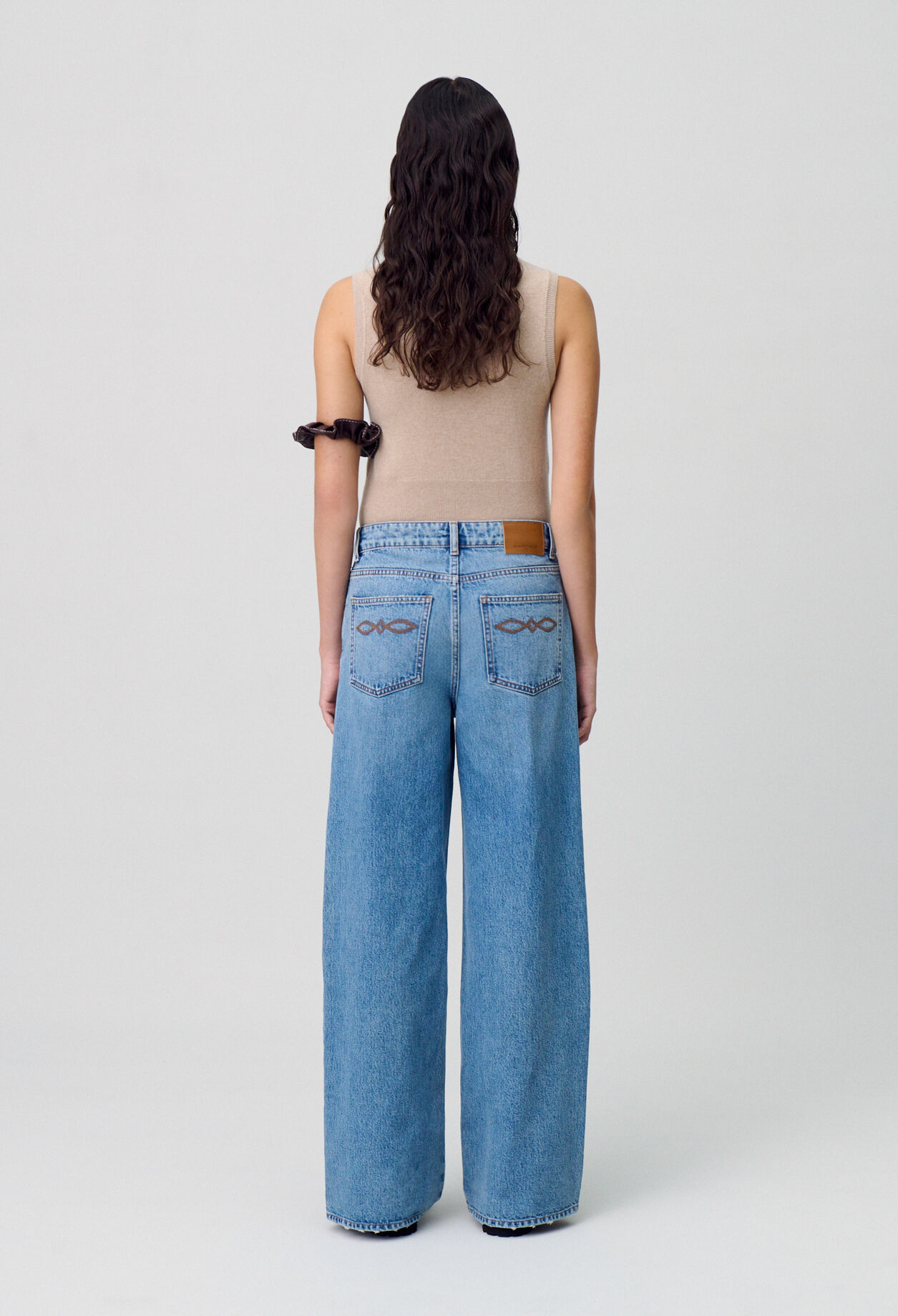 Wide-Leg Washed Denim Jeans Wide-Leg Washed Denim Jeans