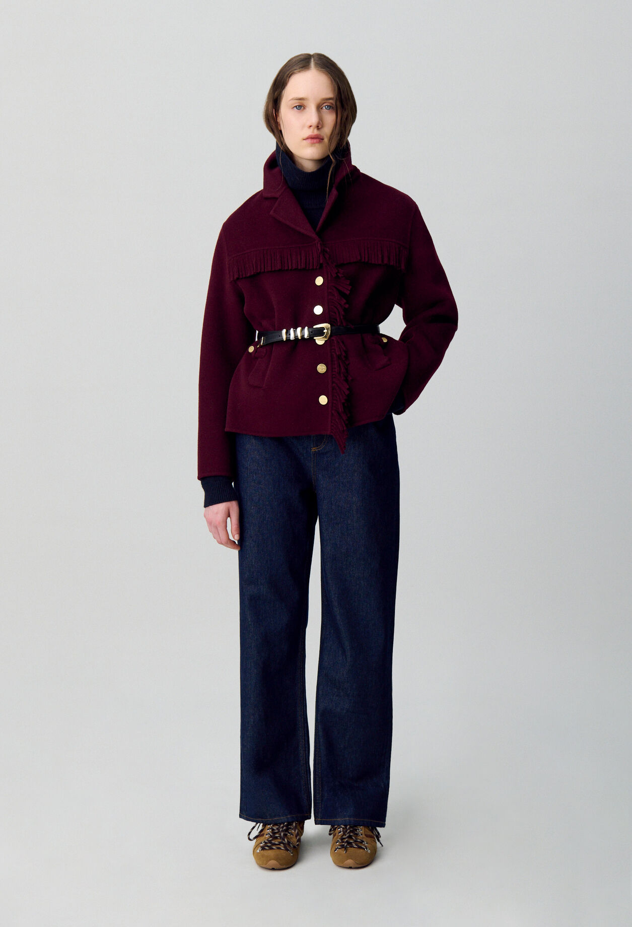 Short Wool Coat with Fringes Short Wool Coat with Fringes