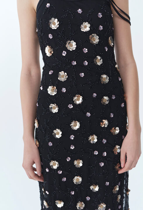 Flowy sequin-embroidered gown