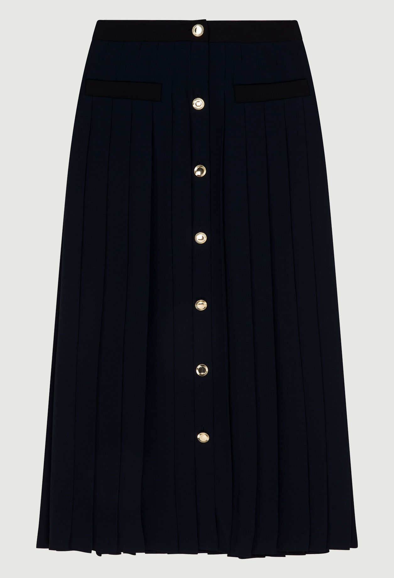 Buttoned pleated skirt
